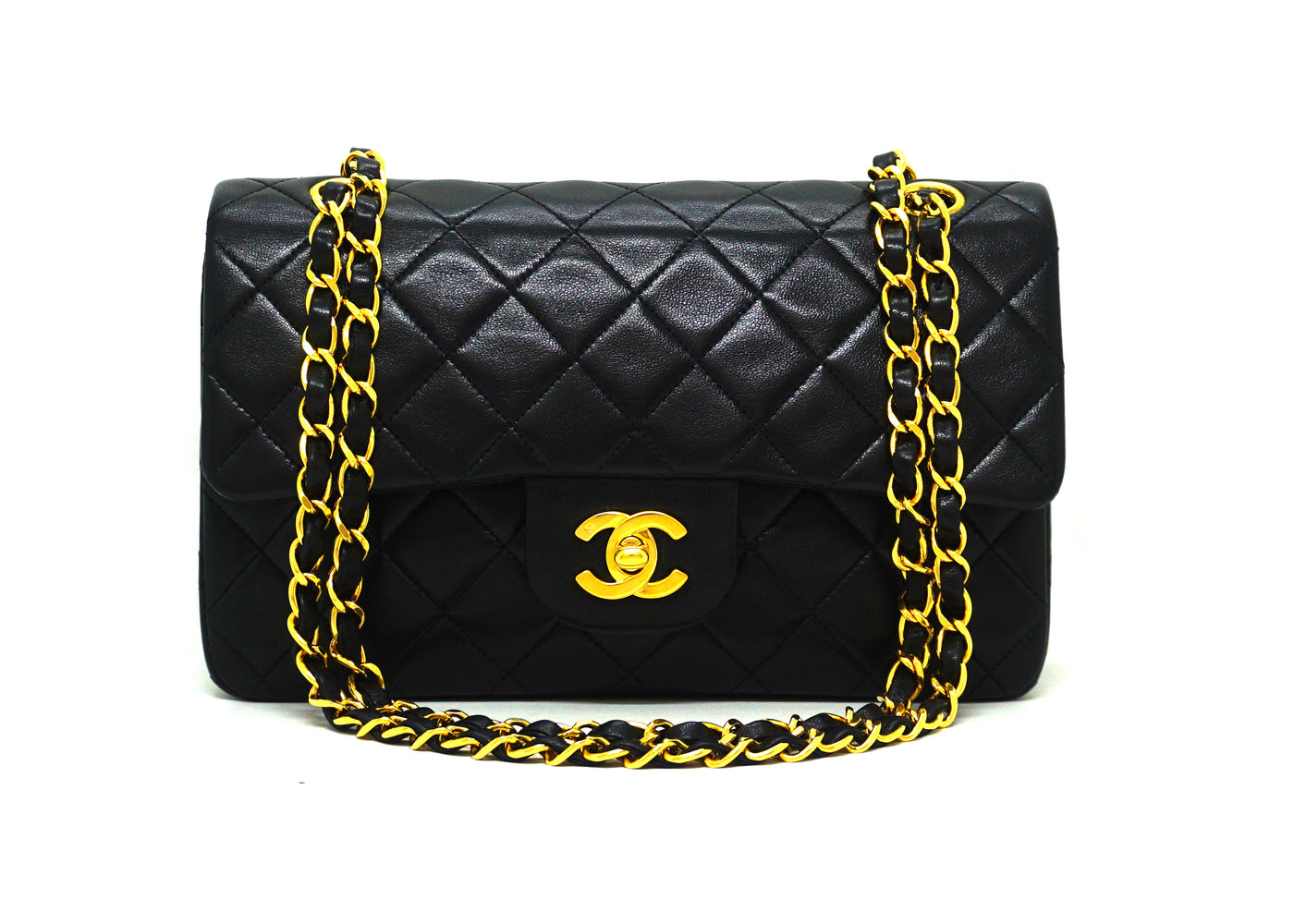 Chanel Vintage Black Lambskin Small Classic Double Flap