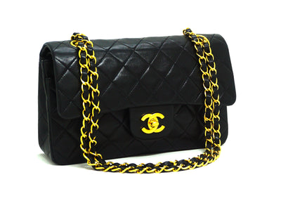 Chanel Vintage Black Lambskin Small Classic Double Flap