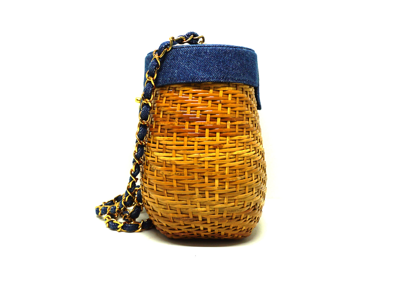 Chanel Vintage Wicker & Denim Basket Bag
