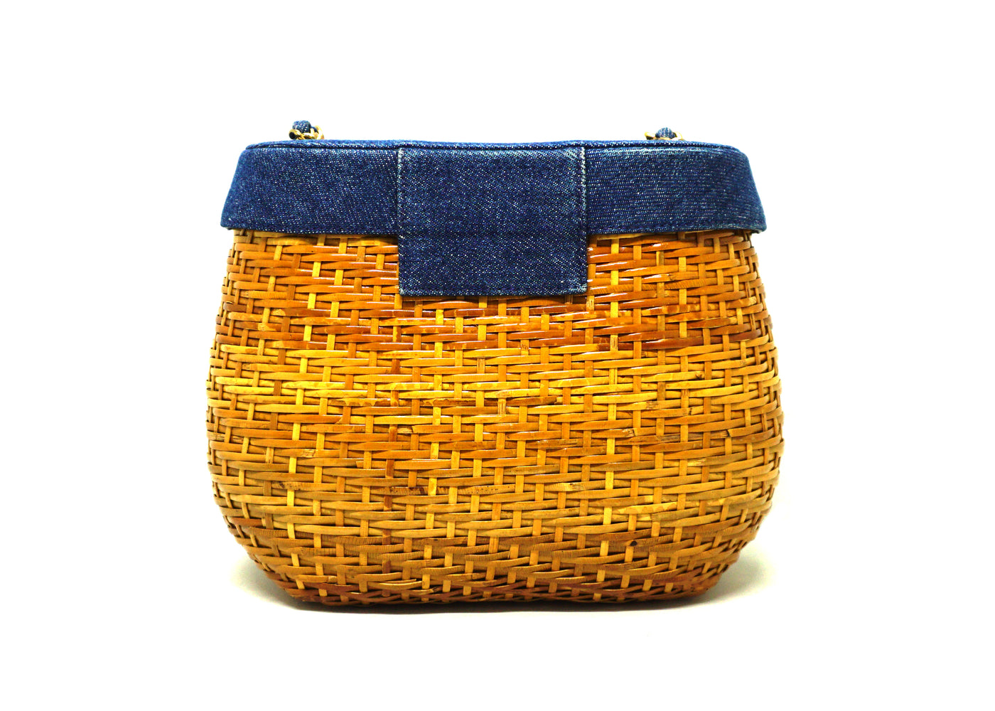 Chanel Vintage Wicker & Denim Basket Bag