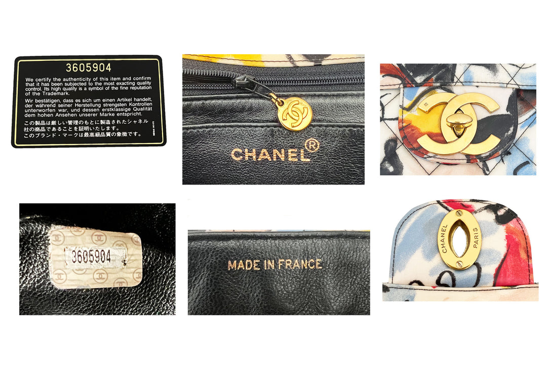 CHANEL アート限定 Chanel Vintage Rare Graffiti Sketch Printed Coated Canvas Maxi