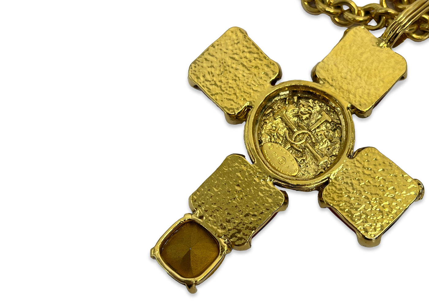 Chanel Vintage Rare Gripoix & Crystal Cross Necklace