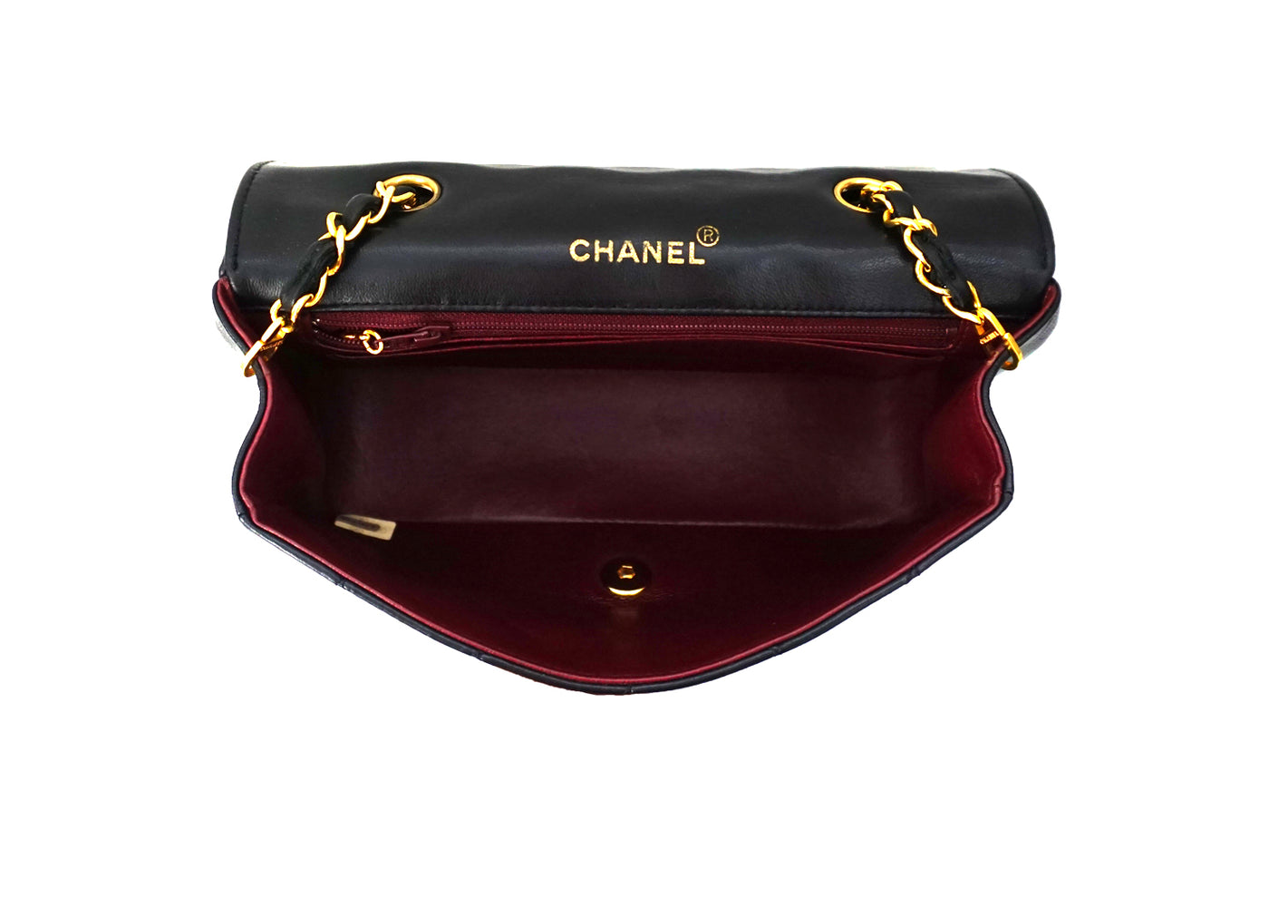 Chanel Vintage Black Lambskin Diana Flap