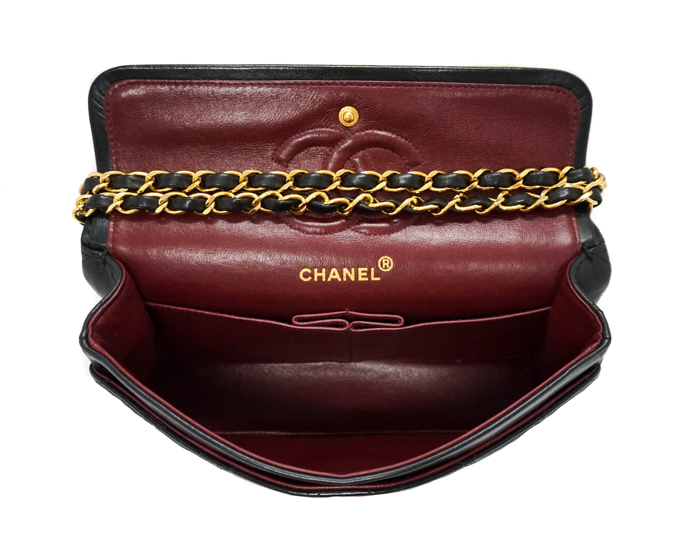 Chanel Vintage Black Lambskin Small Classic Double Flap