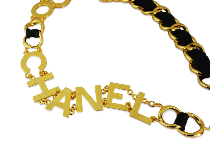 CHANEL Gold Letter Chain Belt - Gold CHANEL - BELT GOLD-TONE CHAIN WITH CHANEL LETTERING CHARM  main image 2