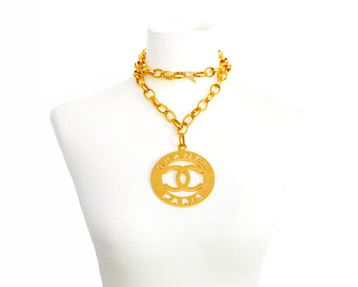 Chanel Vintage Rare XL Logo Medallion Necklace