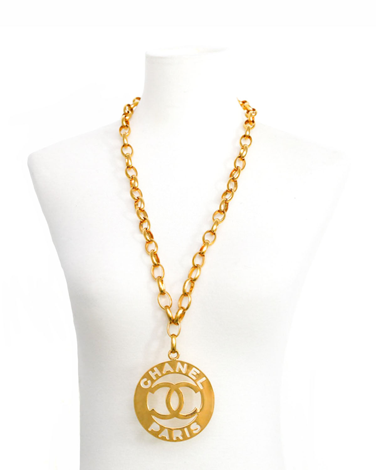 Chanel Vintage Rare XL Logo Medallion Necklace