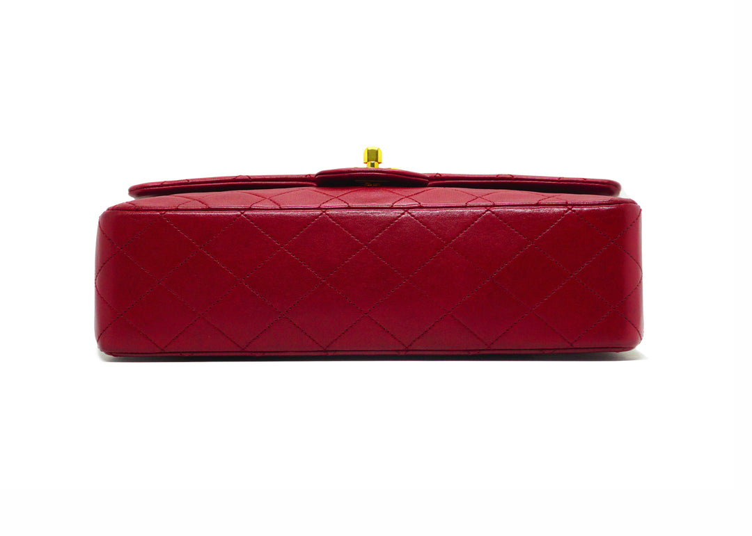 Chanel Vintage Red Lambskin Medium Classic Double Flap