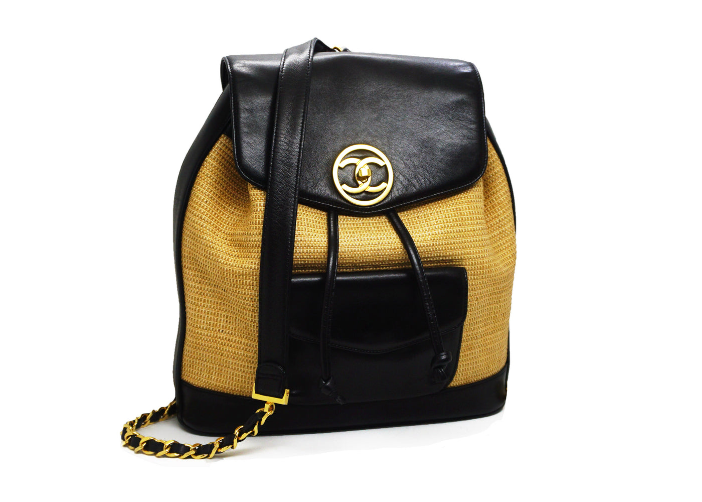 Chanel Vintage backpack black lambskin goldplated