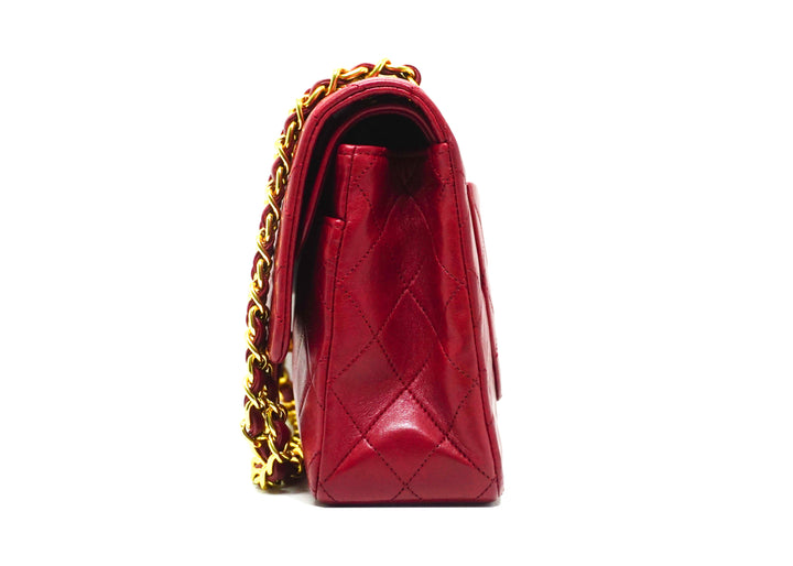Chanel Vintage Red Lambskin Medium Classic Double Flap