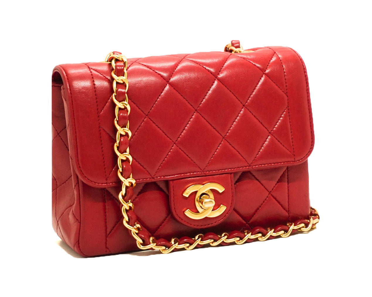 Chanel Vintage Rare Red Lambskin Mini Square Flap – Classic Coco Authentic  Vintage Luxury