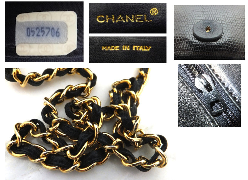 Authentic Chanel Rare Vintage Lizard Flapover