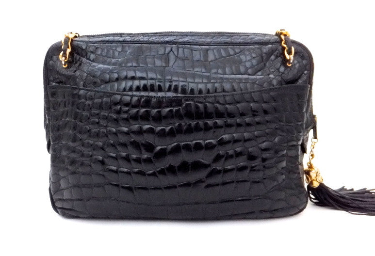 Authentic Chanel Vintage Black Alligator Camera Handbag – Classic Coco  Authentic Vintage Luxury