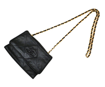 Authentic Chanel Vintage Black Mini Flapover