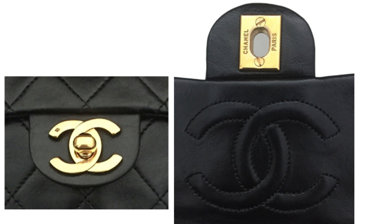 Authentic Chanel Vintage Black Lambskin 2.55 Mini Flapover
