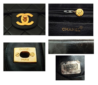 Authentic Chanel Vintage Black Lambskin Jumbo