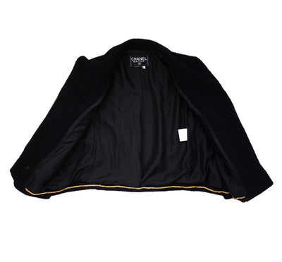 Chanel Vintage Classic Black Boclue Tweed Jacket