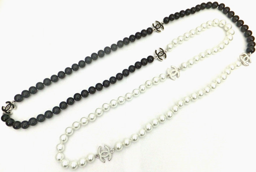 Authentic Chanel Black & White Enamel Necklace
