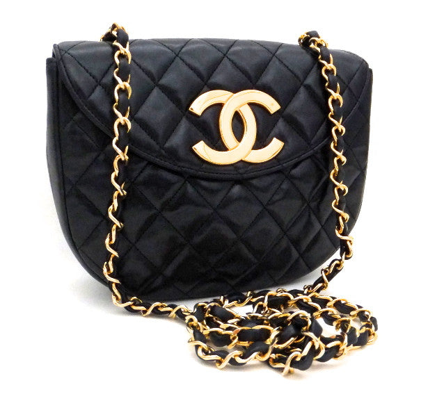 Authentic Chanel Vintage Black Half-Moon Jumbo CC Emblem Flapover – Classic  Coco Authentic Vintage Luxury