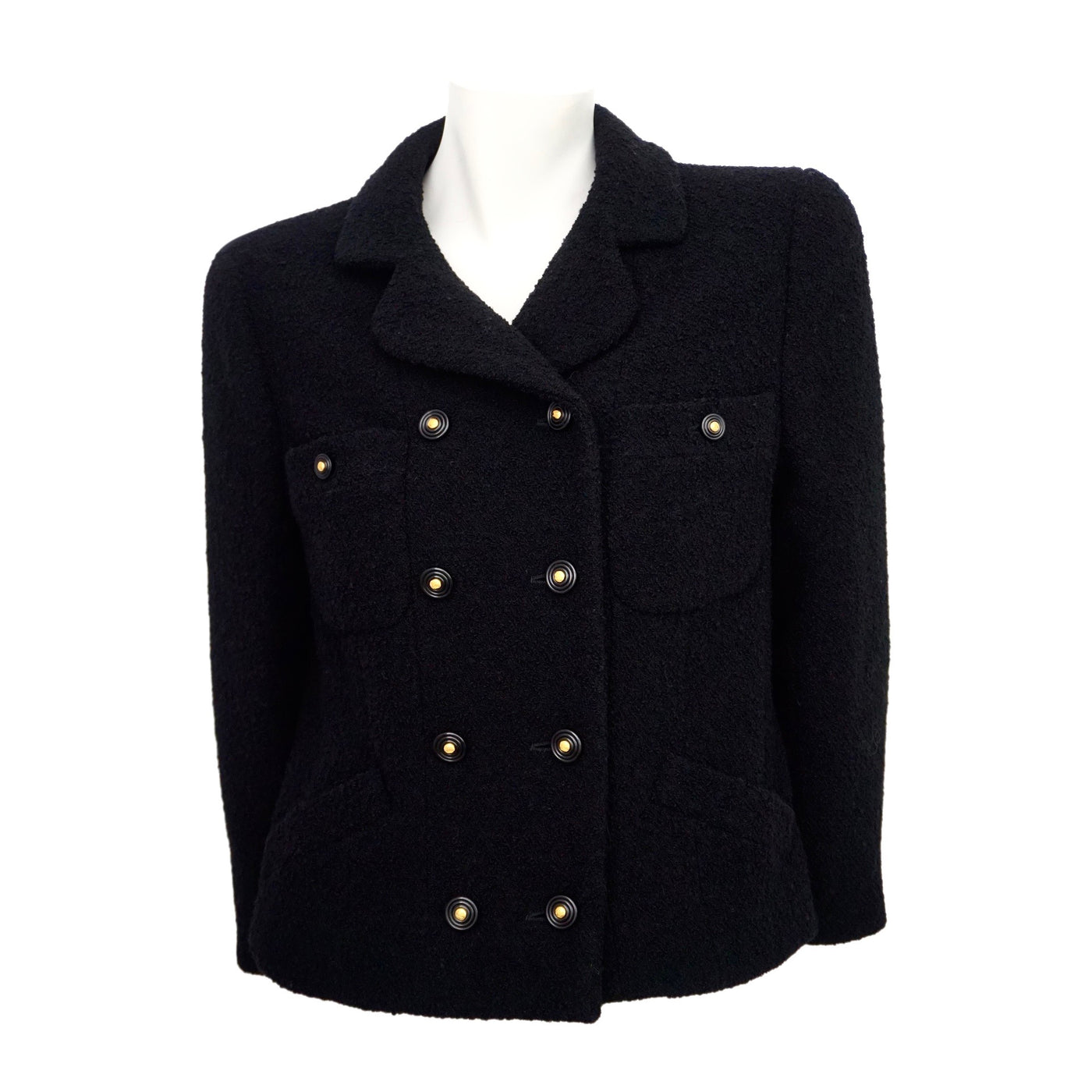 Chanel Vintage Classic Black Boclue Tweed Jacket – Classic Coco