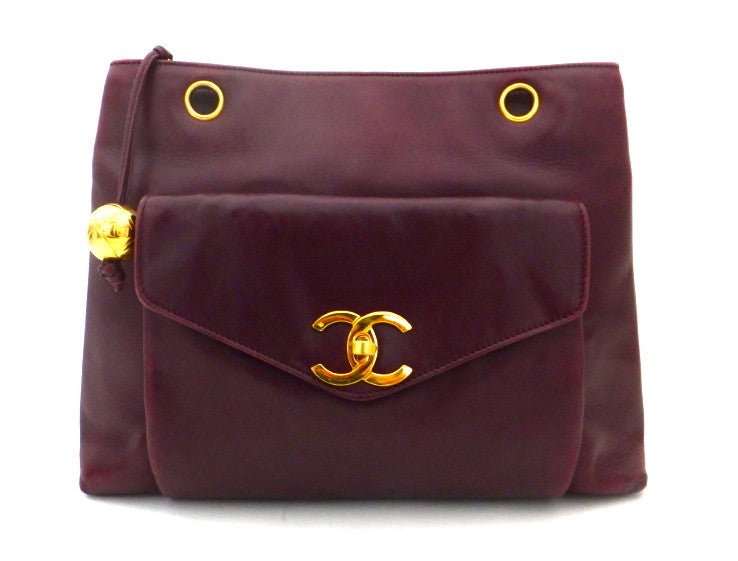 Authentic Chanel Vintage Burgundy Tote