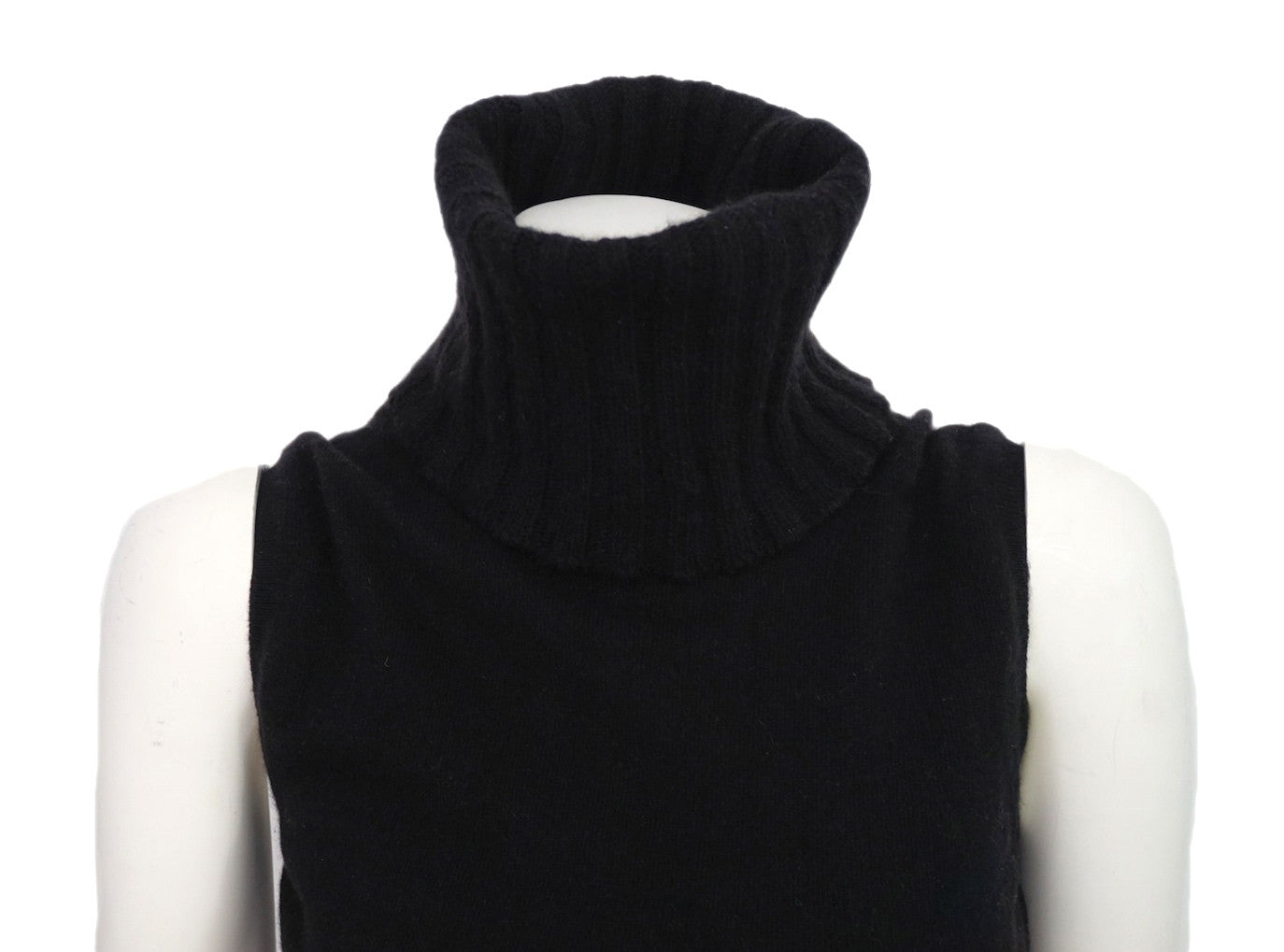 Chanel Cashmere Knit Sleeveless Turtleneck Sweater Size S