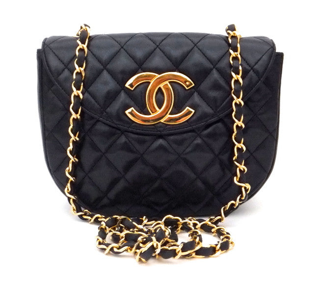 Authentic Chanel Vintage Black Half-Moon Jumbo CC Emblem Flapover – Classic  Coco Authentic Vintage Luxury