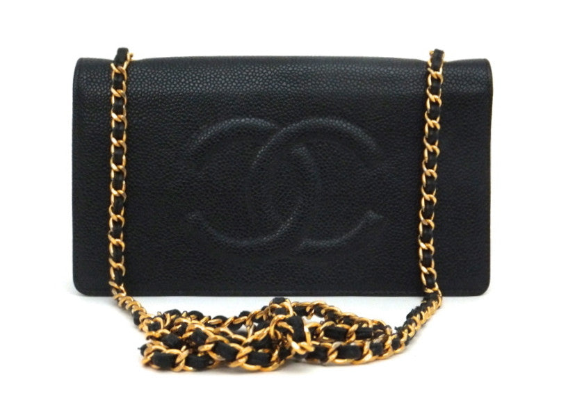 Authentic Chanel Black Caviar Wallet On Chain (WOC)