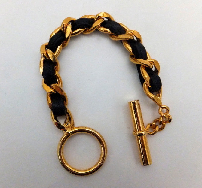 Authentic Chanel Vintage Black Thick Chain Bracelet