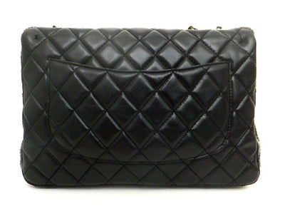 Authentic NEW Chanel Black Lamb with Silver Hardware Maxi Jumbo