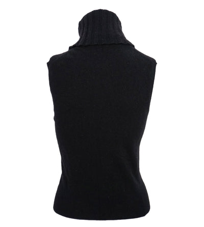 Chanel Cashmere Knit Sleeveless Turtleneck Sweater Size S