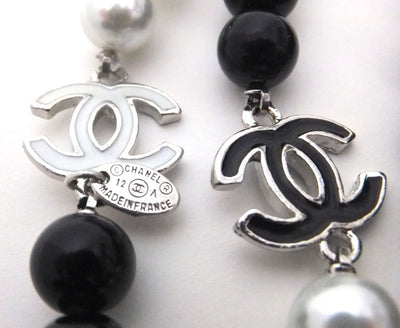 Authentic Chanel Black & White Enamel Necklace