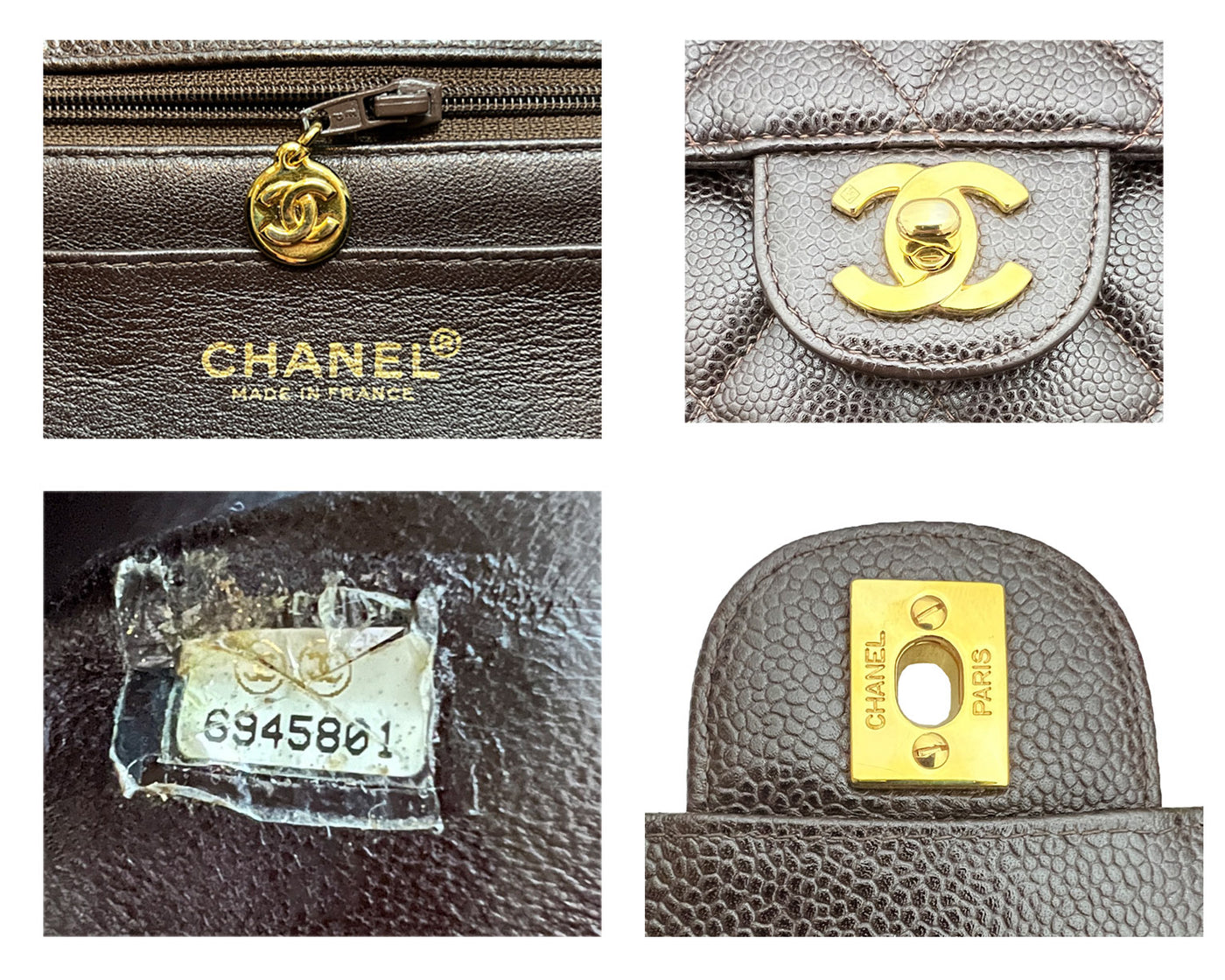 Chanel Vintage Brown Caviar Classic Single Flap Jumbo