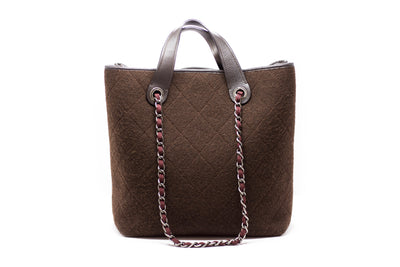 Chanel Modern Brown Cotton & Leather Maxi Tote