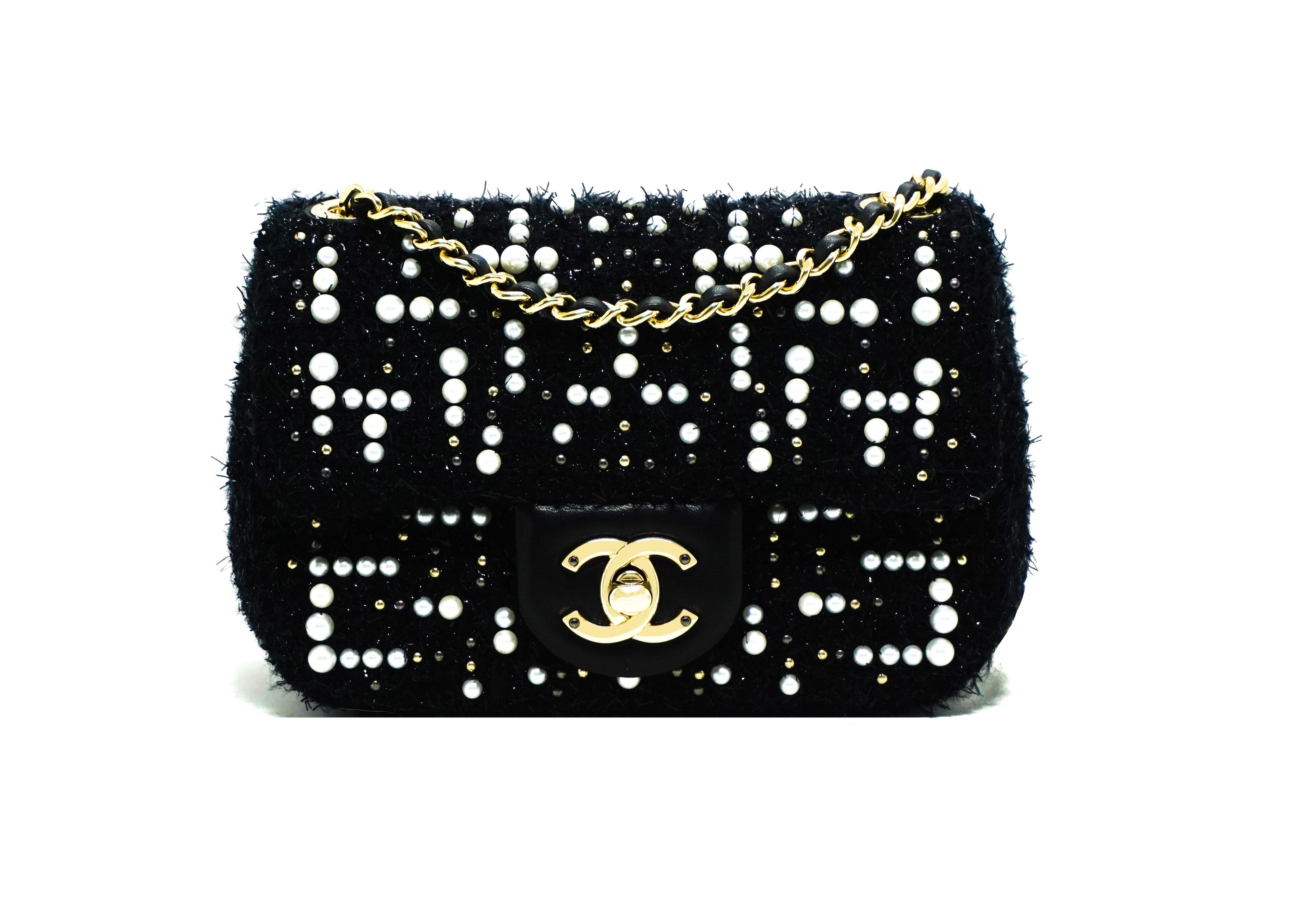 Chanel Rare Tweed Cosmos Pearl Mini Flap Bag – Classic Coco Authentic  Vintage Luxury