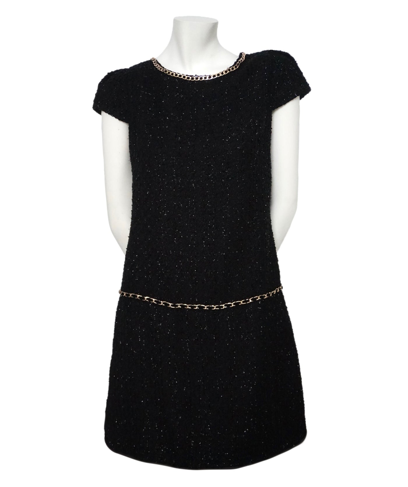 Chanel Black Boucle Tweed Runway Dress Size 38 – Classic Coco Authentic Vintage Luxury