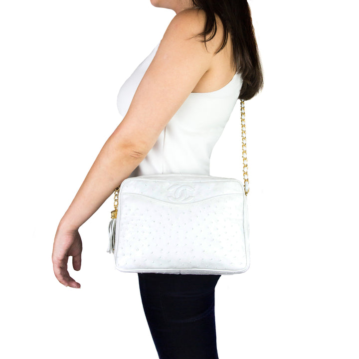 Chanel Vintage White Ostrich Camera Bag – Classic Coco