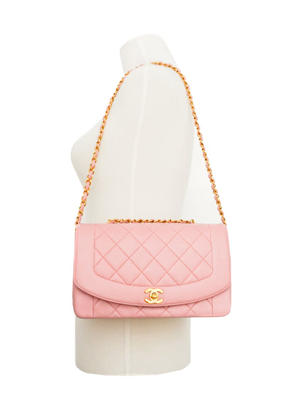 Chanel Vintage Pink Lambskin Medium Diana Flap Bag