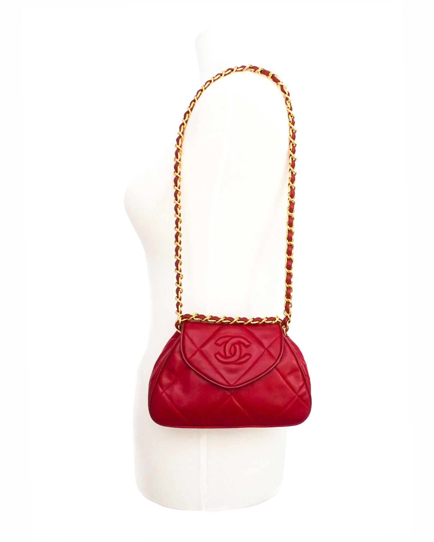 Chanel Vintage Red Rare Lambskin Mini Flap