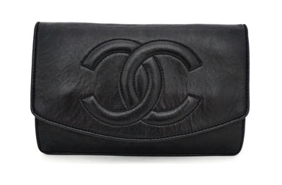Authentic Chanel Vintage Black Lambskin Wallet On Chain (WOC)