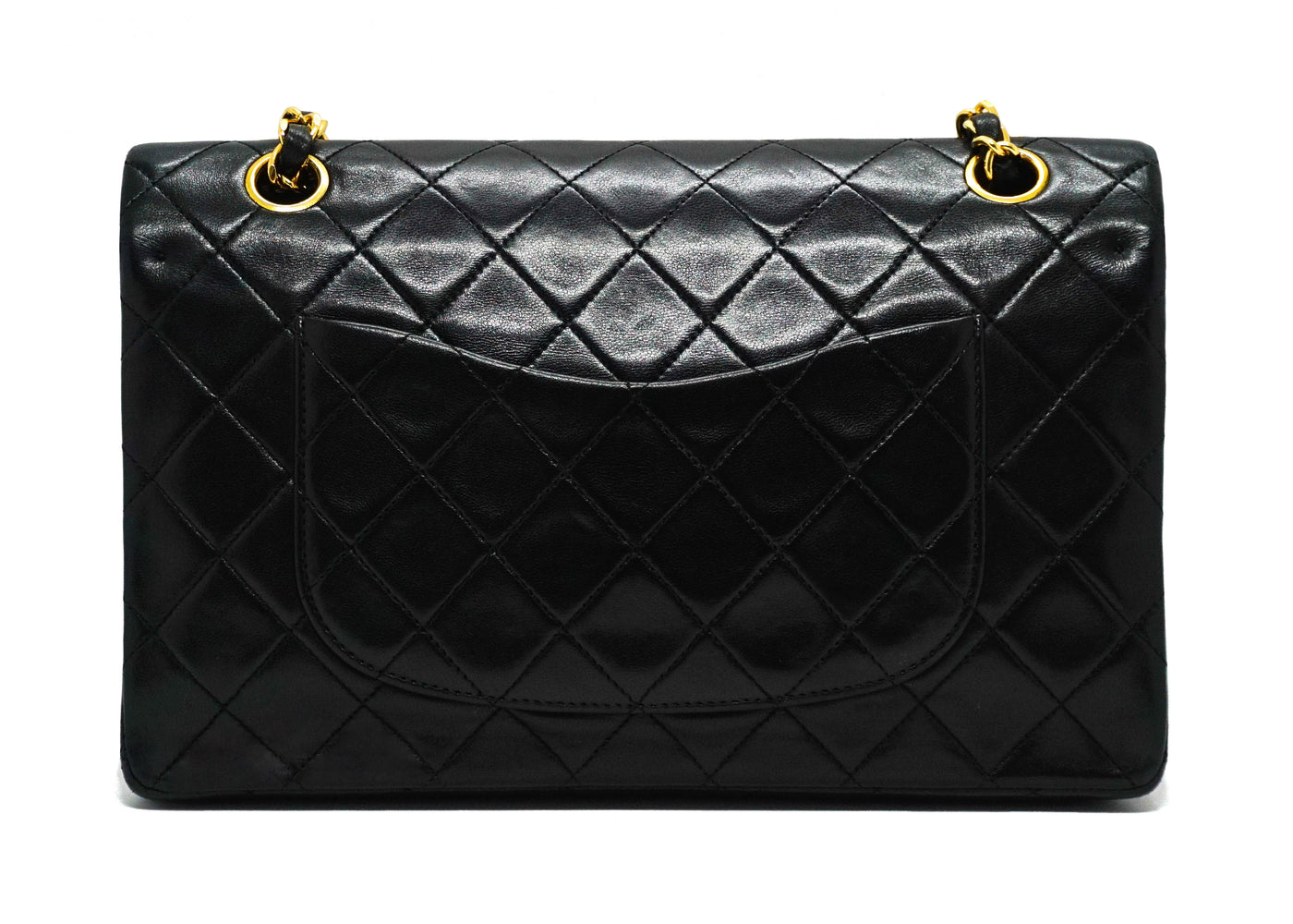 Chanel Vintage Black Lambskin Medium Classic 2.55 10” Flap Bag