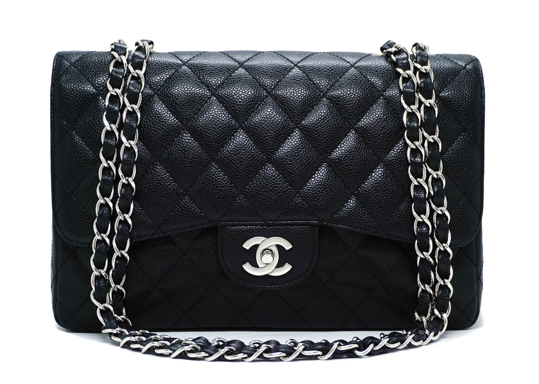 Chanel Black Caviar Single Flap Jumbo