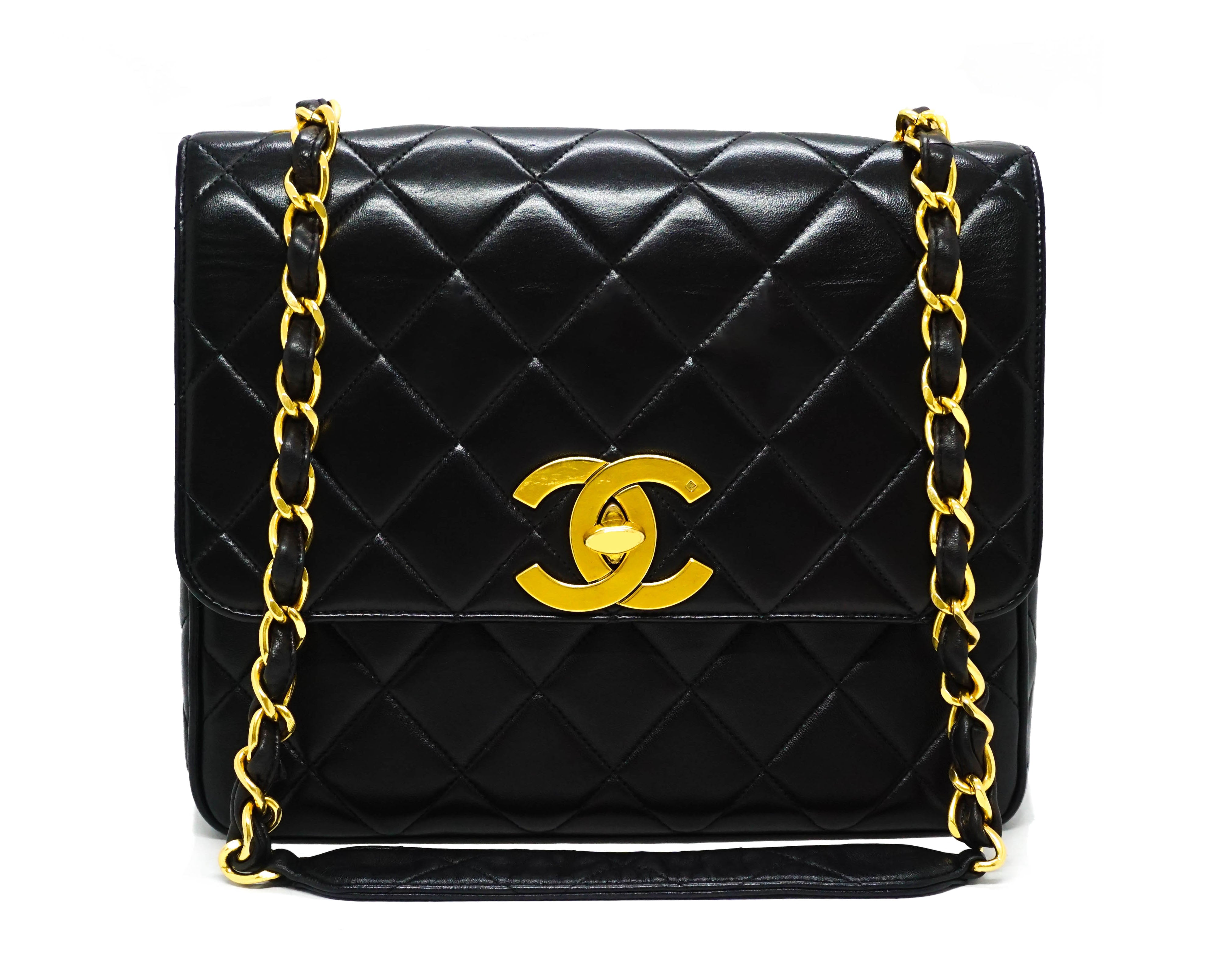 Chanel Vintage Rare Black Lambskin XL CC Flap Bag – Classic