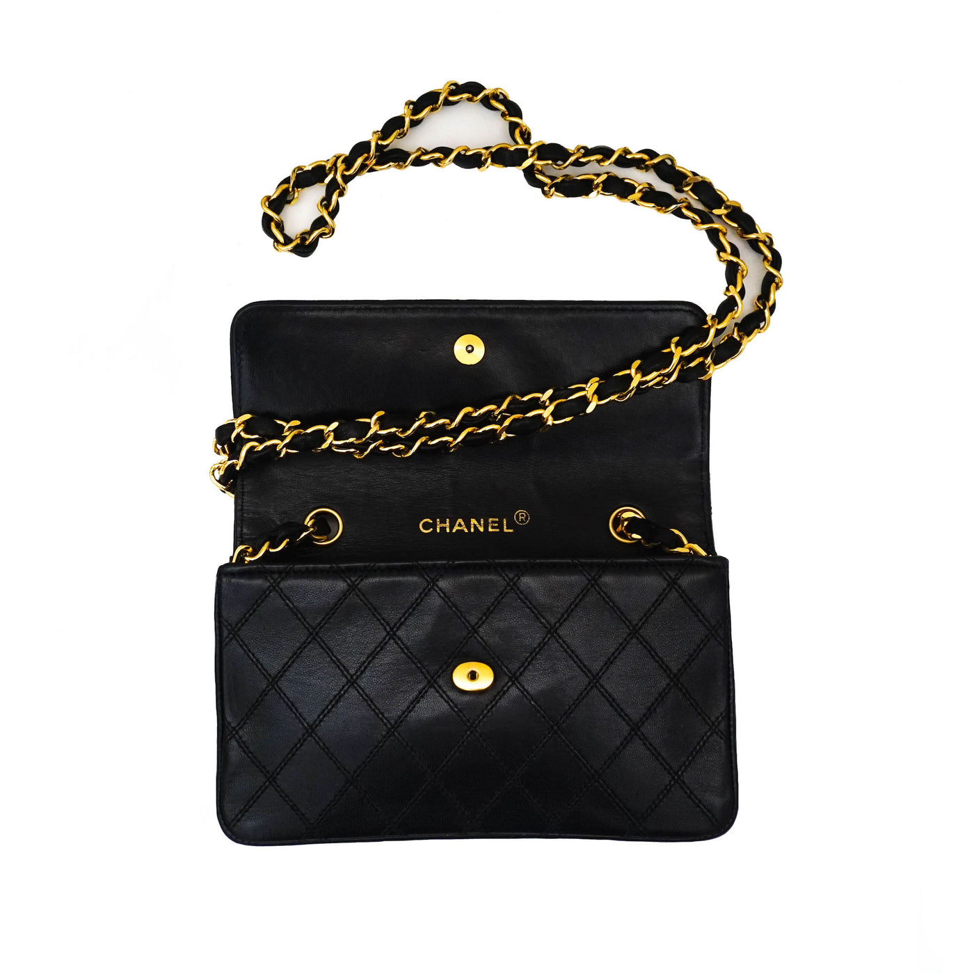 Chanel Vintage Rare Black Lambskin XL CC Mini Flap Bag