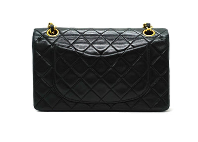 Chanel Vintage Black Lambskin Small Classic 2.55 9” Flap Bag