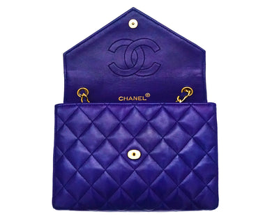 Chanel Vintage Rare Royal Blue Envelope Flap Bag