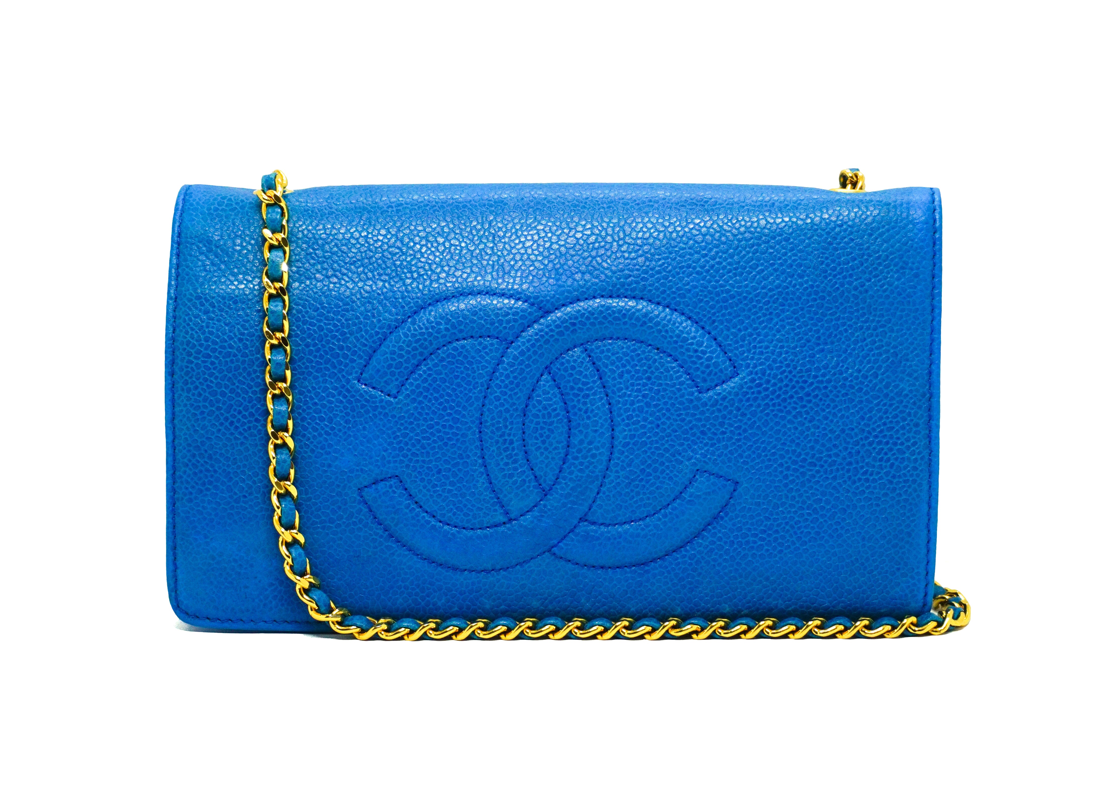 Chanel Vintage Rare Blue Caviar Wallet on Chain (WOC) – Classic