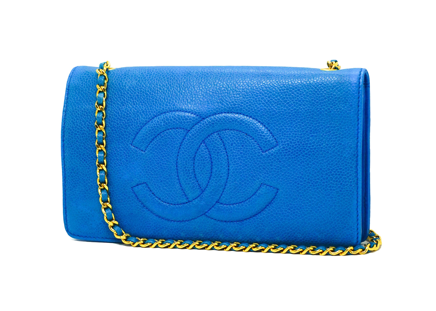 Chanel Teal Blue Quilted Patent Leather WOC Clutch Chanel