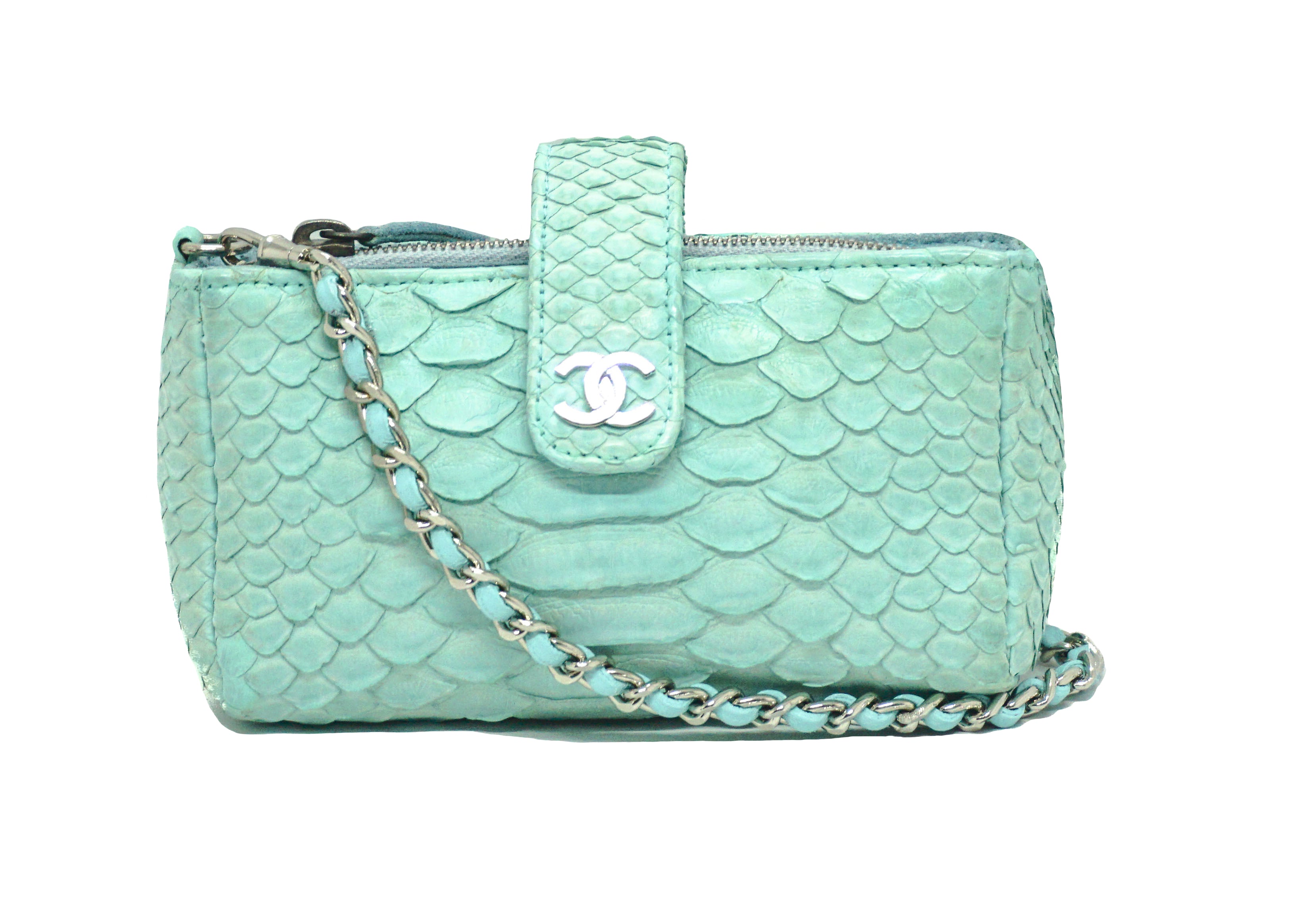 Chanel Python Exotic Mini Chanel Rare Blue Python Micro Mini – Classic Coco Authentic Vintage Luxury