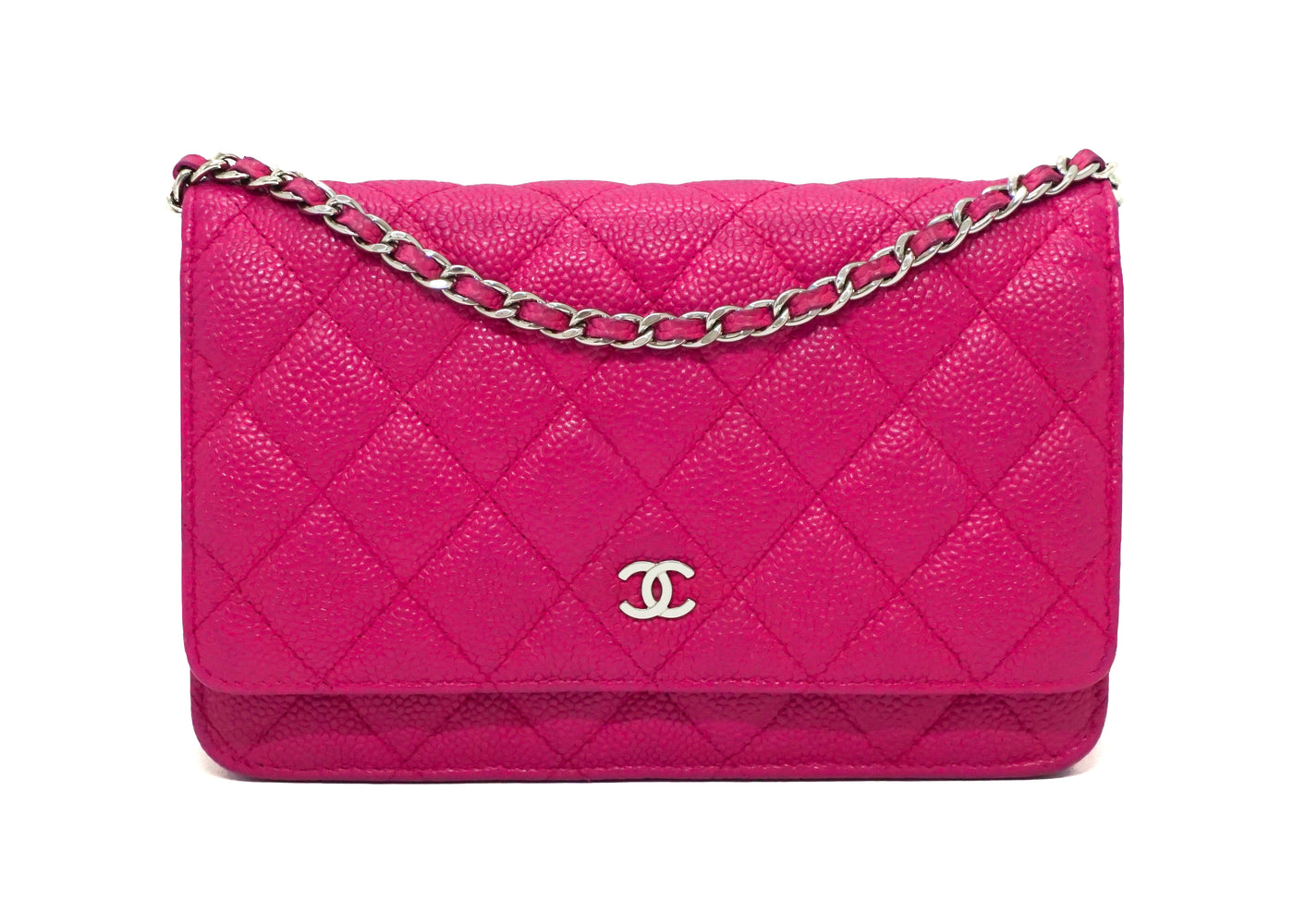 Chanel Rare Hot Pink Caviar Wallet on Chain (WOC)